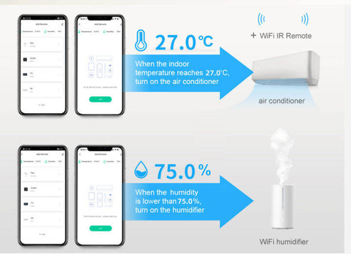 tuya-smart-wifi-ir-รีโมทคอนลอุณหภูมิและเซ็นเซอร์ความชื้นรีโมทคอนลอินฟราเรดสำหรับ-dvd-aud-ac-amp-alexa-home