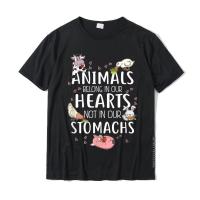 Animals Belong In Our Hearts Not In Stomachs Vegan T-Shirt Cosie Unique Tops &amp; Tees Faddish Cotton Men Tshirts