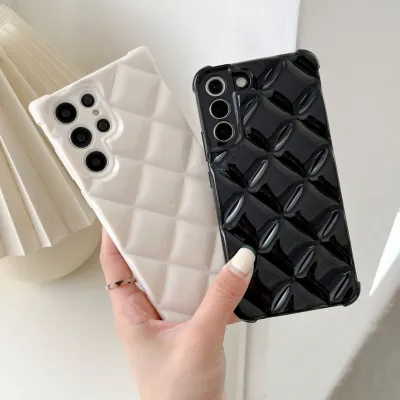 3D Stress Reliever Diamond Pattern Case For Samsung Galaxy S22 Ultra S21 Plus 5G Casing Luxury Shockproof Soft Silicone Cover