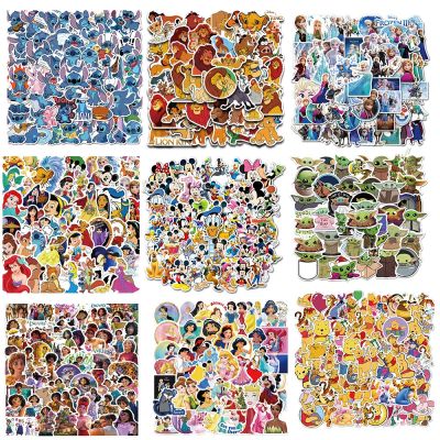 ✴№✼ 50Pcs/Pack Disney Cartoon Mickey Mouse/Princess/ Pooh Bear Stickers DIY Skateboard Motorcycle Luggage Waterproof Sticker Toy