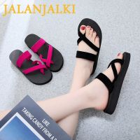 JALANJALKI Fashion Women Slippers Summer Outdoor Light Weight Cool Shoes Ladies Flat Flip flop Black Non slip Basic Home Sandals