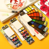 Superior Portable Solid Watercolor Paint Set With Water Brush Pen Water Color Paints Pigment for Painting Aquarelle Art Supplies