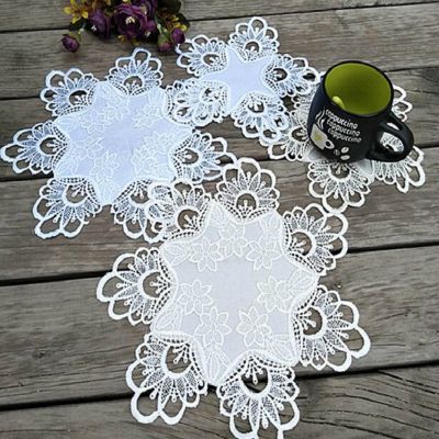 【CW】♣♂☇  Europe Embroidery Placemat Cup Mug Glass Fruit Coaster Dining Table Drink Doily Wedding