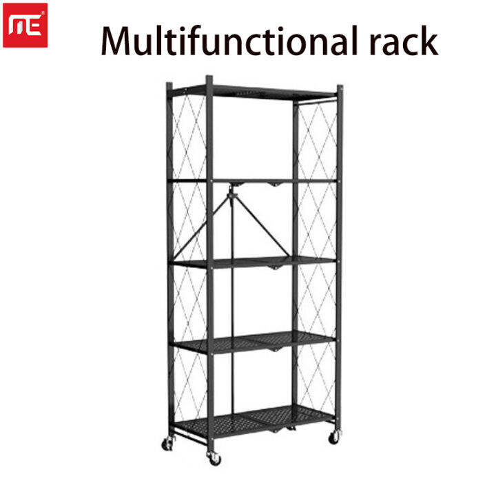 Free installation folding kitchen supplies storage rack floor type
