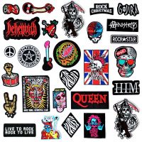 ROCK MUSIC Patches Embroidery For T-Shirt Iron On Appliques Clothes Jeans Stickers Badges Parche BAND Guitar Drum Haberdashery