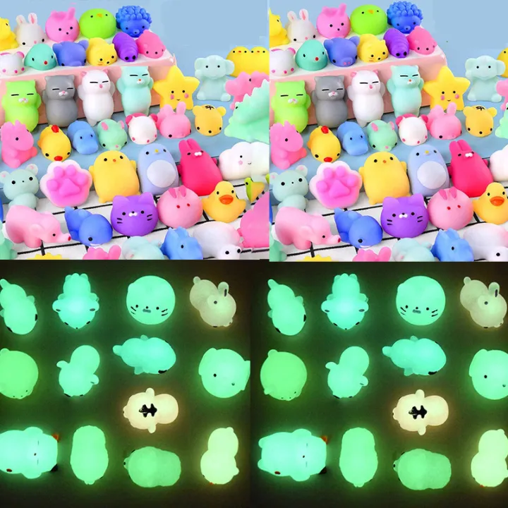 Glow in the dark 30pcs Kawaii Squishies, Mochi Squishy Toys for Kids