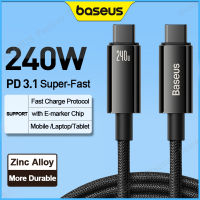 Baseus 240W 3.1 PD USB C Cable สำหรับโน้ตบุ๊ค Samsung S22แผ่น Xiaomi สาย PD Huawei 5A สายชาร์จเร็ว Type C