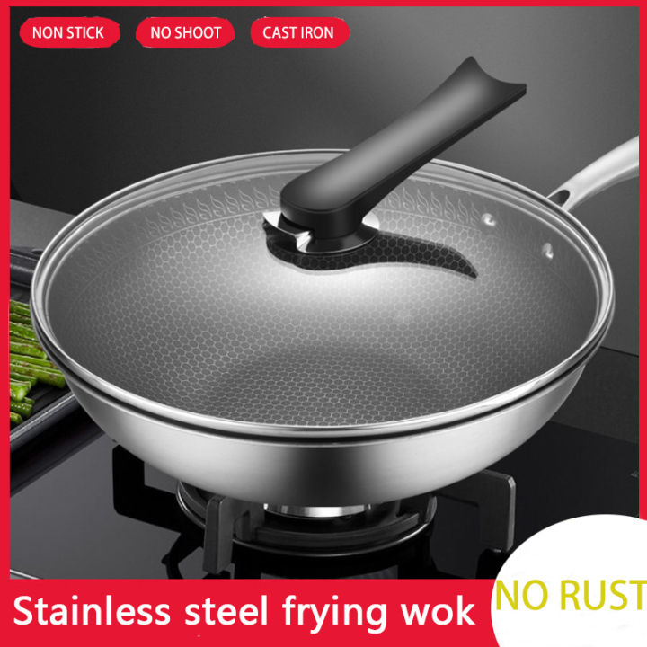 Professional Quality Custom Korean Kitchen 18/8 Tryply Stainless Steel Non  Stick Honeycomb Round Stir Frying Pan - China Frying Pan with Lid and  Stainless Steel Frying Pan price