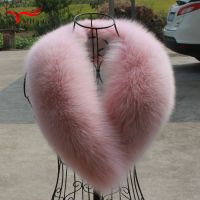 △۩  Real Fox Fur Collar Winter New 100  Genuine Natural Pink Scarf Coat Jacket Shawl Women Female Big Size neck Furry Clothing Acces