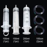 hot【DT】✲  Large Capacity 150 200ML Plastic Syringe With 1m Tube Hose Reusable Measuring Injection Nutrient Hydroponics