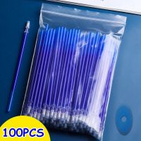 100Pcs/Set 0.5mm Gel Pen Erasable Pen Refill Rod Set Blue Black Ink Shool Washable Handle Writing Stationery Supplies