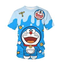 Mens 3D TShirt DORAEMON พิมพ์ Ragged การ์ตูน 3D พิมพ์แฟชั่นเสื้อยืดสีดำขนาดใหญ่เสื้อผ้าชายและหญิง T เสื้อ