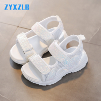 Summer Children Sandals Girl Princess Sandals Sequined White Pink Sandals Mesh Breathable Luminous Kids Sneakers Baby Girl Shoes