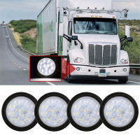 24Pcs Universal 4 "รอบ12 LED รถเบรคไฟเลี้ยวไฟท้ายสำหรับรถบรรทุก Trailer Lorry (สีแดงสีขาว)