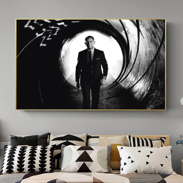 agent-bond-007-black-and-white-movie-poster-and-prints-daniel-craig-film-picture-on-canvas-wall-art-painting-for-home-decoration