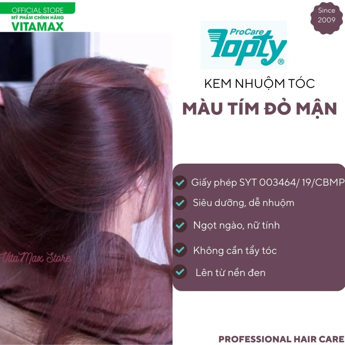 Kem Nhuộm Tóc Thảo Dược Màu Tím Đỏ Mận Topty 5/66 - Không Cần Tẩy Tóc - Lên  Màu Chuẩn - Siêu Bóng Mượt - Dễ Nhuộm | Lazada.Vn