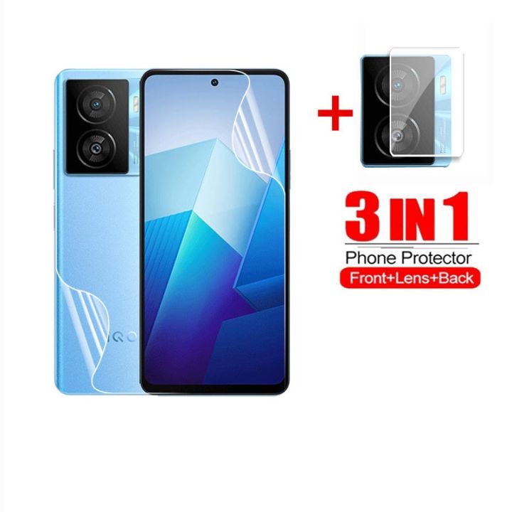 3in1ฟิล์มสำหรับ-vivo-ไฮโดรเจลด้านหลังแบบนิ่ม-z7-z7x-5กรัมกระจกนิรภัยบน-iqooz7-iqooz7x-ปกป้องป้องกันทุกส่วนฟิล์มกันรอยด้านหน้า-forv27e-ปกป้องเลนส์กล้องถ่ายรูป