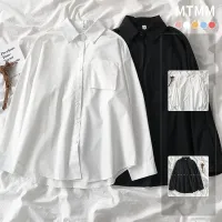 【MTMM】 MTM007 เสื้อเชิ้ตสีขาวผู้หญิงฤดูใบไม้ผลิใหม่นักเรียนหลวมย้อนยุคสไตล์วิทยาลัยแขนยาวด้านบน