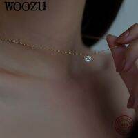 WOOZU 925เงินสเตอร์ลิงสร้อยคอสี่จี้รูปใบโคลเวอร์สำหรับผู้หญิง14K เครื่องประดับโรแมนติกดอกไม้