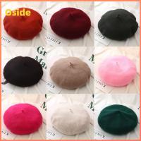 OSIDE สีทึบ ฤดูหนาวที่อบอุ่น หมวก หมวกเบเร่ต์สักหลาด หมวกเบเร่ต์ผ้าวูล หมวกเบเร่ต์ฤดูใบไม้ร่วง หมวกแก๊ปแบน