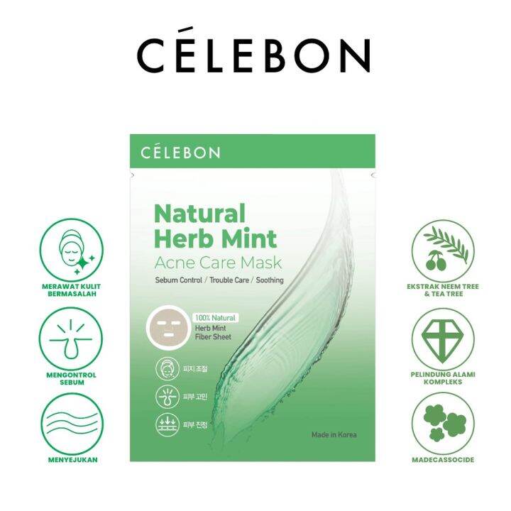 Celebon Natural Herb Mint Acne Care Mask Lazada Indonesia