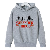 Stranger Things Hoodie เสื้อกันหนาวพร้อมกระเป๋าสำหรับเด็กชายหญิงขนแกะกีฬาเสื้อกันหนาว Hoodie เสื้อลำลองแขนยาวการ์ตูน Sweatshirt