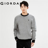 GIORDANO Men Sweaters Small Embroidery Contrasting Sweaters Pullover Crewneck Smooth Simple Fashion Soft Warm Sweaters 13053763