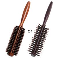 【CC】 Boar Bristle Round Styling Hair Comb Blow Dryer Curling Roll Massage Hairbrush with Handle for Men