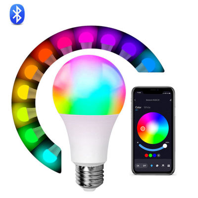 E27 LED RGB โคมไฟสปอตไลท์หลอดไฟ AC 85-265โวลต์หลอดไฟ LED 5วัตต์10วัตต์15วัตต์ IR บลูทูธควบคุม LED สมาร์ท RGB W โคมไฟตกแต่งบ้านสีขาว