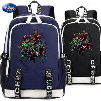 s Black Student Schoolbags Marvel Print USB Charging Cartoon Anime Backpack Youth Travel Backpack