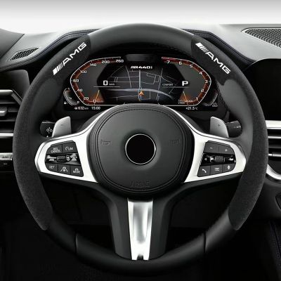 Car Steering Wheel Cover black suede leather for Mercedes Benz A B C E CLA GLA GLC Class W204 W205 W212 W213 Car Accessories