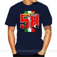 เสื้อยืดผ้าฝ้ายพิมพ์ลาย Marco Simoncelli Super Sic 58 สีดําสําหรับผู้ชาย AFM1