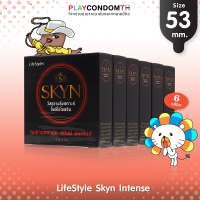 ถุงยางอนามัย 53 ไลฟ์สไตล์ สกินน์ อินเท้นส์ ถุงยาง LifeStyles SKYN INTENSE ผิวไม่เรียบ สำหรับคนแพ้ง่าย (6 กล่อง)