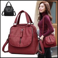 Feng Qi shop Soft Leather Handbag Multi Function Backpack