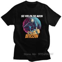 See You On The Moon Bitcoin Cryptocurrency T-Shirt Men Fashion Graphic T Shirt Short Sleeve Cotton Btc Fan Tshirt Urban Tees Top