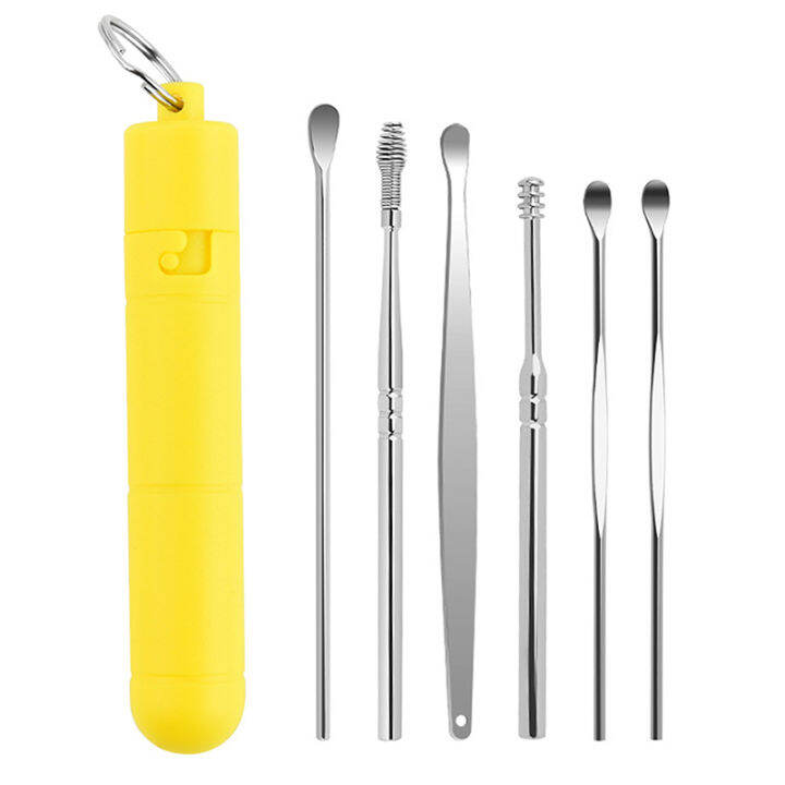 lowest-price-mh-1-6ชิ้น-เซ็ต-ear-wax-removal-tool-earpick-ear-cleaner-ช้อนทำความสะอาดหู