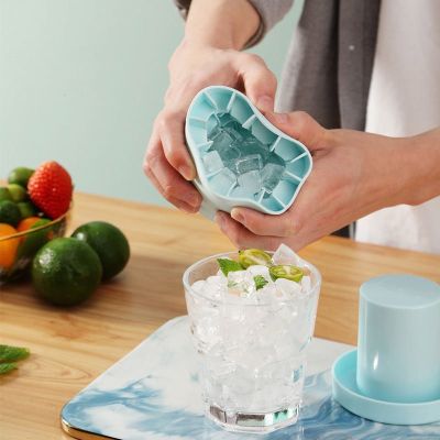 Food Grade Silicone Ice Cube Mold with Lid Cylinder Ice Bucket Cup Home Kitchen Ice Blocks Maker Space Saving Ice Maker Ice Cream Moulds