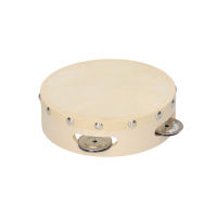 6 Inch Hand Tambourine with Metal Single Row Jingles Sheepskin Drum Skin Wooden Tambourines Entertainment Musical Timbrel for Adults Kids Dancine Singing Party