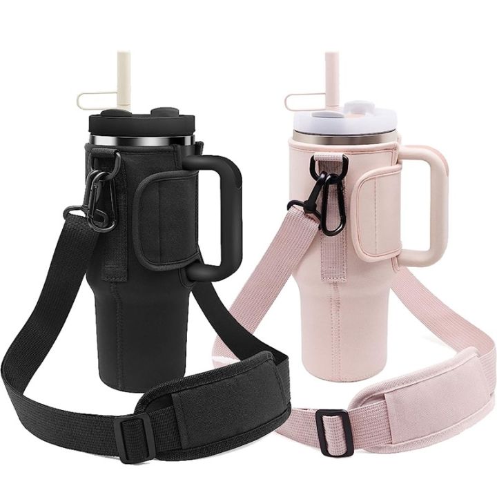 Water Bottle Carrier Bag Compatible with Stanley 40oz Tumbler with Handle,  Water Bottle Holder with Adjustable Shoulder Strap
