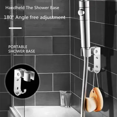 Silver Shower Base Aluminum Adjustable Wall Mounted Handheld Shower Head Universal Hose Fixed Base Bracket Bathroom Accessories