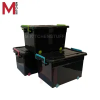 M KITCHEN กล่องพลาสติก พร้อมฝาปิด กล่องเก็บของ กล่องล็อค ลังพลาสติก กล่องพลาสติกอเนกประสงค์ 5 ลิตร ขนาด 20×28×14.5 cm 4885
