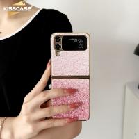 KISSCASE เคสโทรศัพท์ชุบโลหะด้วยไฟฟ้าไล่ระดับสีเหมาะสำหรับ Samsung Galaxy Z Flip 5 Flip 4 Flip 3ไล่เฉดสีหลากสีเปลือกเคลือบอิเล็คโทรเพลทป้องกันลายนิ้วมือเคสโทรศัพท์สำหรับ Samsung Galaxy Z Flip 5