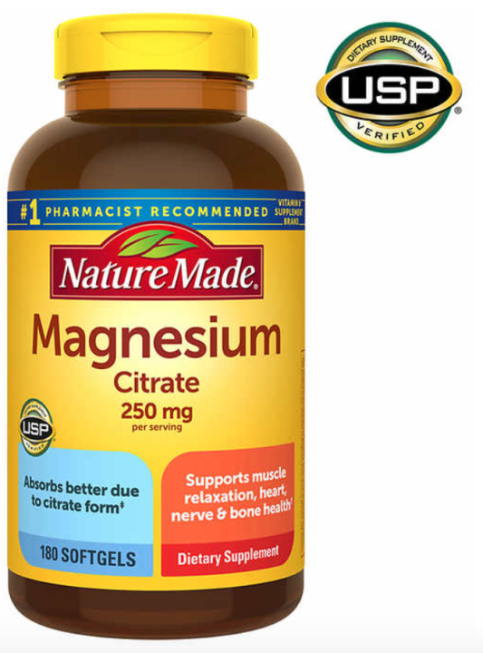 Nature Made Magnesium Citrate 250mg ( 180 softgels )Exp. May 2025
