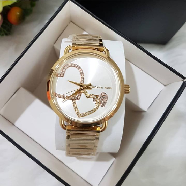 Michael Kors Women’s Portia Analog Display Analog Quartz Gold Watch ...