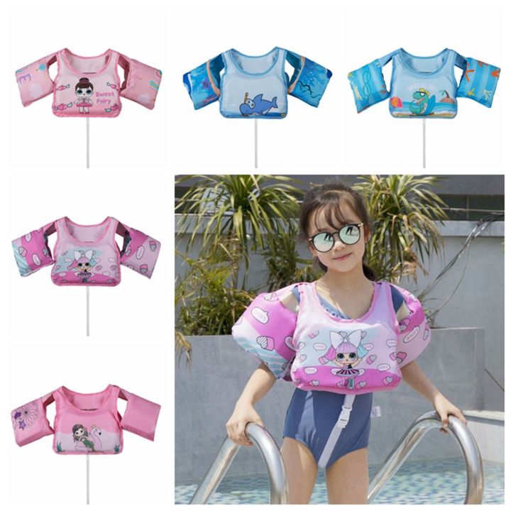 2-6-years-kids-boys-life-jacket-and-swimming-arm-ring-cartoon-mermaid-blue-pink-baby-girl-buoyancy-vest-foam-buoyancy-suit