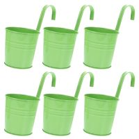 6 PCS Hanging Wall Plants Flower Bucket Succulent Planter Pot Metal Pots Outdoor The Fence Tin