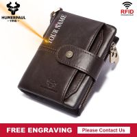 ZZOOI Genuine Leather Mens Wallet with Anti Theft Chain RFID Blocking Short Bifold Card Holder Purse Top Quality Male Small Coin Pouch