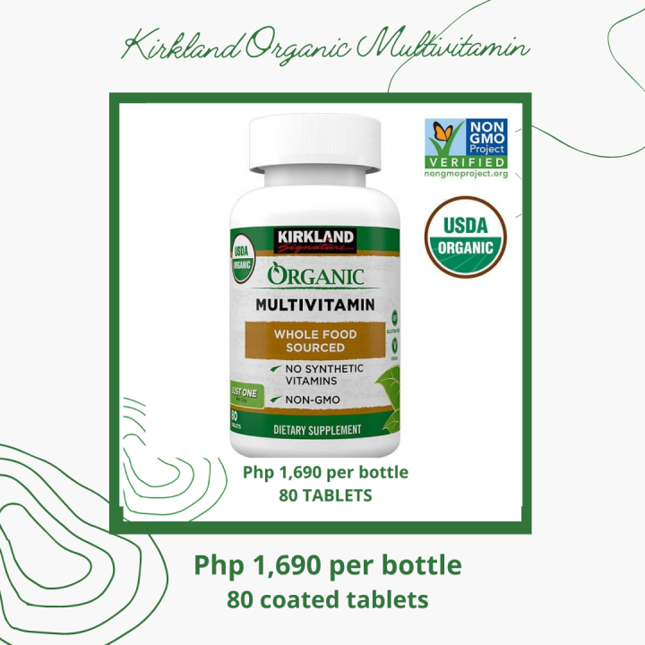 Kirkland Signature USDA Organic Multivitamin; 80 Coated Tablets (EXP