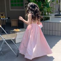 Children Clothing Girls Dress Holiday Style 2023 Summer Girls Backless Temperament Sweet Suspender Princess Long Casual Dress  by Hs2023