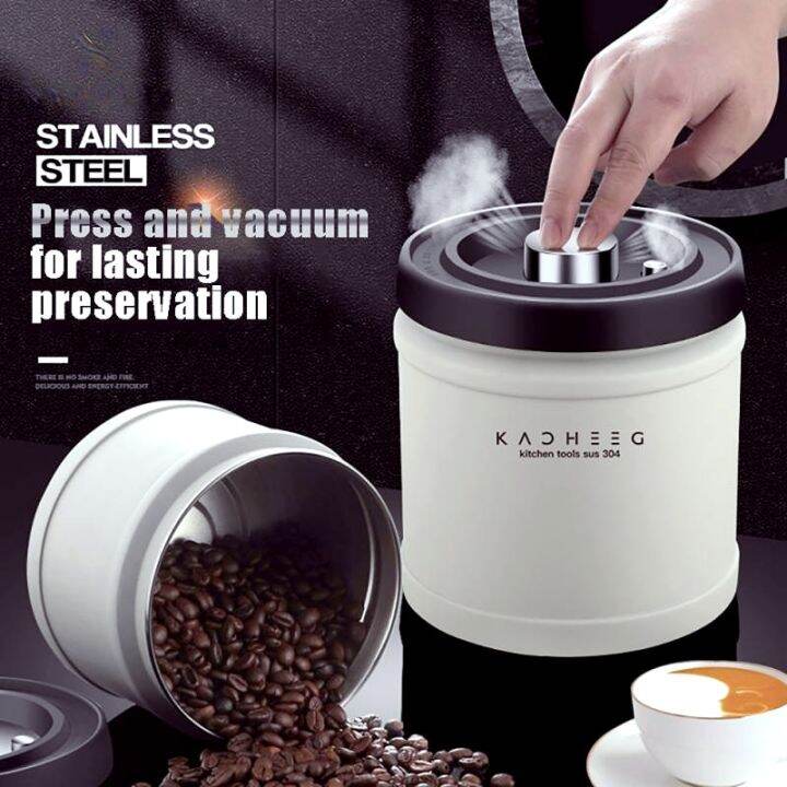 Vacuum Seal Coffee Beans Canister Airtight Stainless Steel Kitchen Food Storage Container For